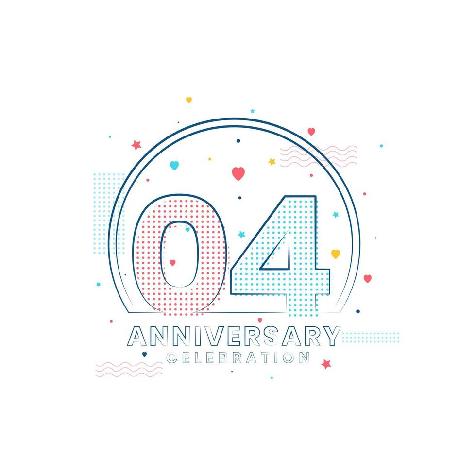 Celebración de aniversario de 4 años, diseño moderno de 4 aniversario. vector