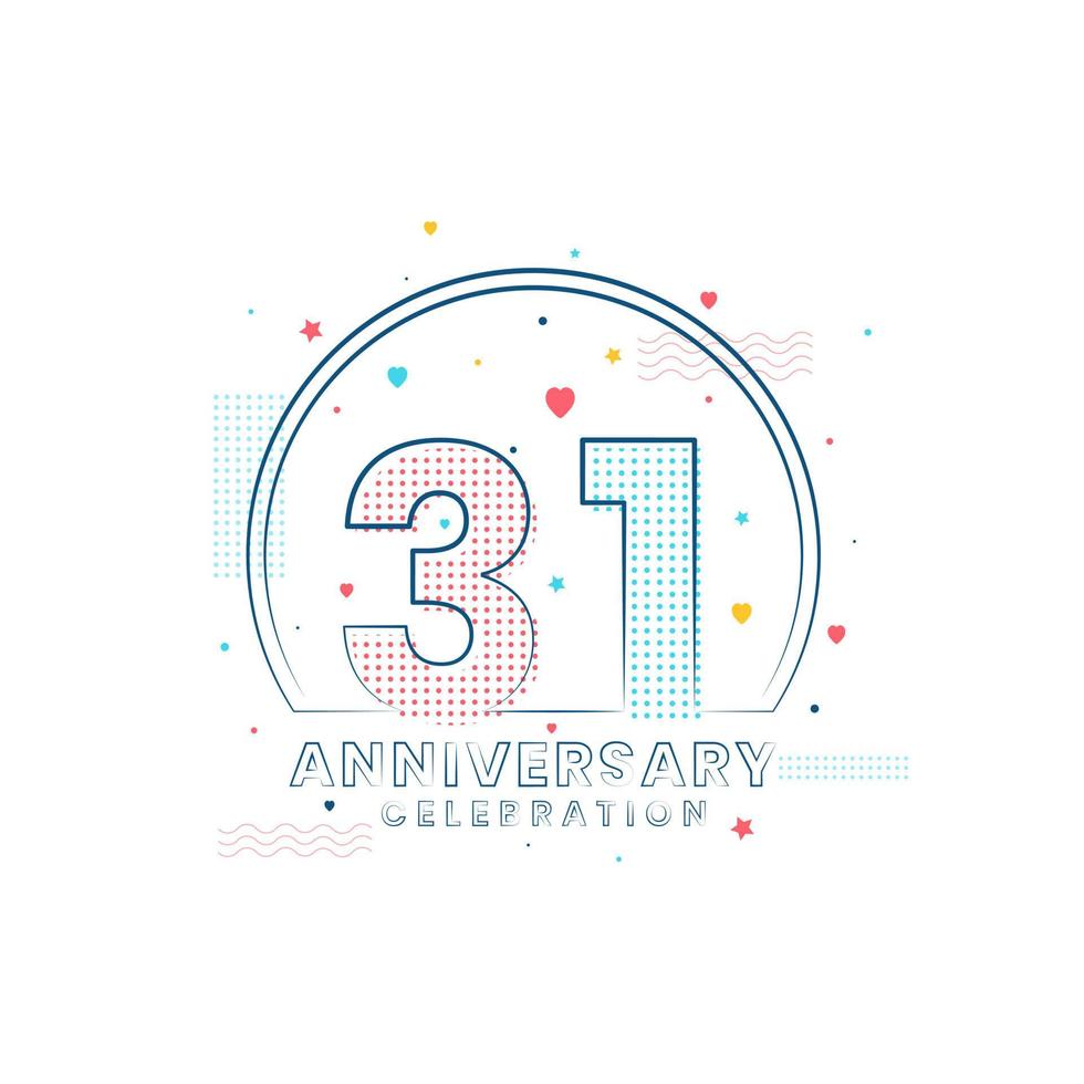 celebración de aniversario de 31 años, diseño moderno de 31 aniversario vector