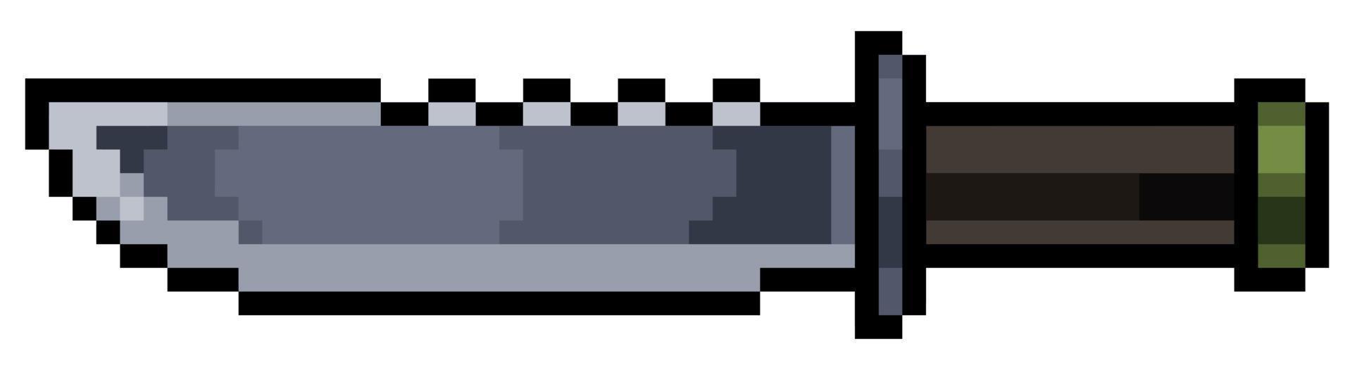 elemento de cuchillo de pixel art para juego de 8 bits sobre fondo blanco vector