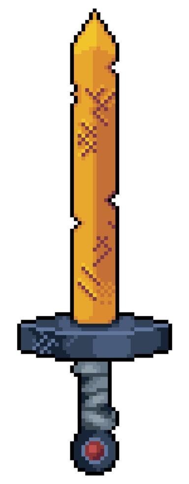 Pixel art golden sword adventure time icon game 8bit transparent background vector