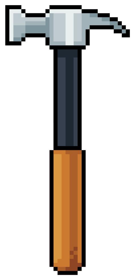 Pixel art Hammer construction tool. 8bit game item on white background vector