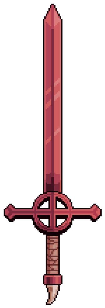 Pixel art red sword adventure time 8bit white background vector