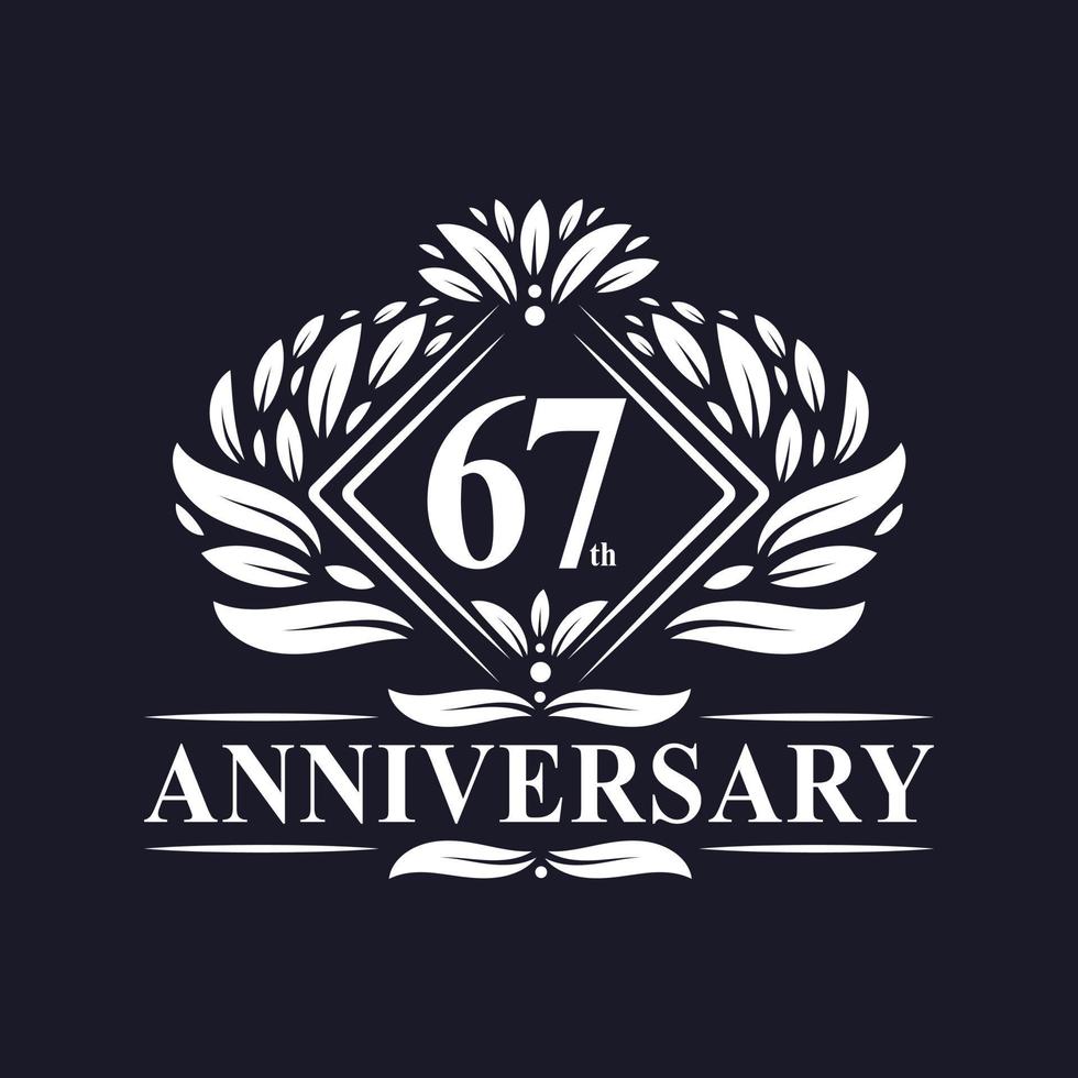 67 years Anniversary Logo, Luxury floral 67th anniversary logo. vector
