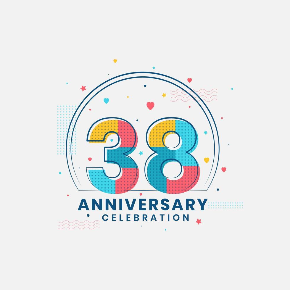 38 Anniversary celebration, Modern 38th Anniversary design vector