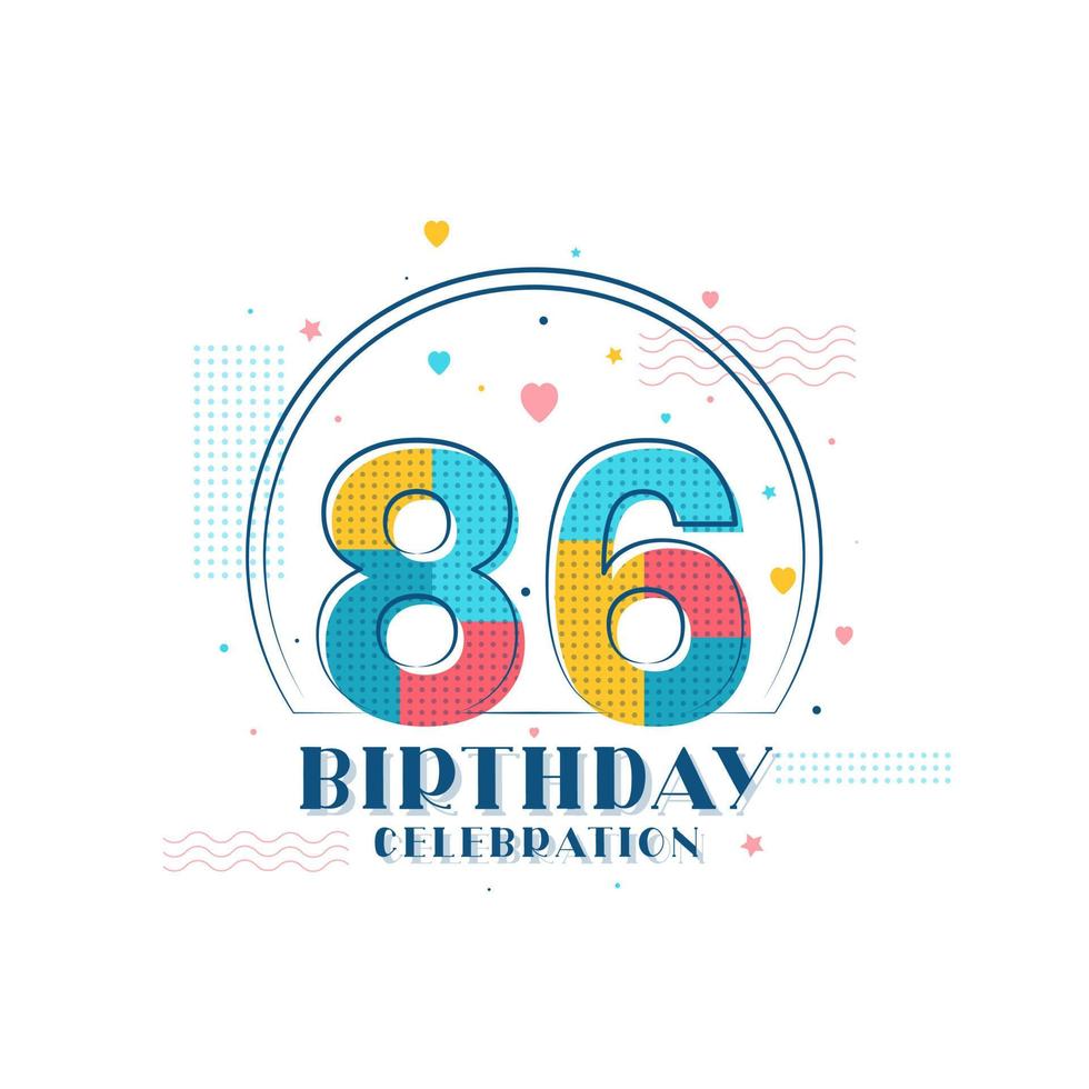 celebración de 86 cumpleaños, diseño moderno de 86 cumpleaños vector