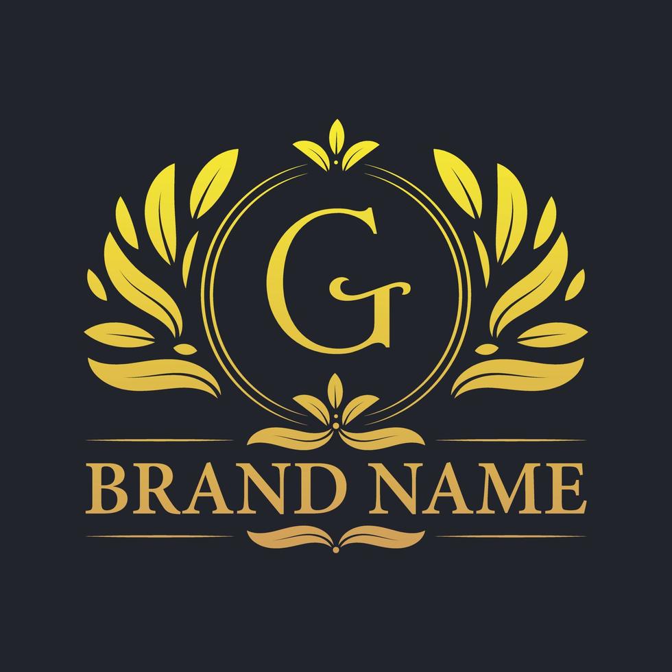 Golden vintage Luxury G letter logo design. vector