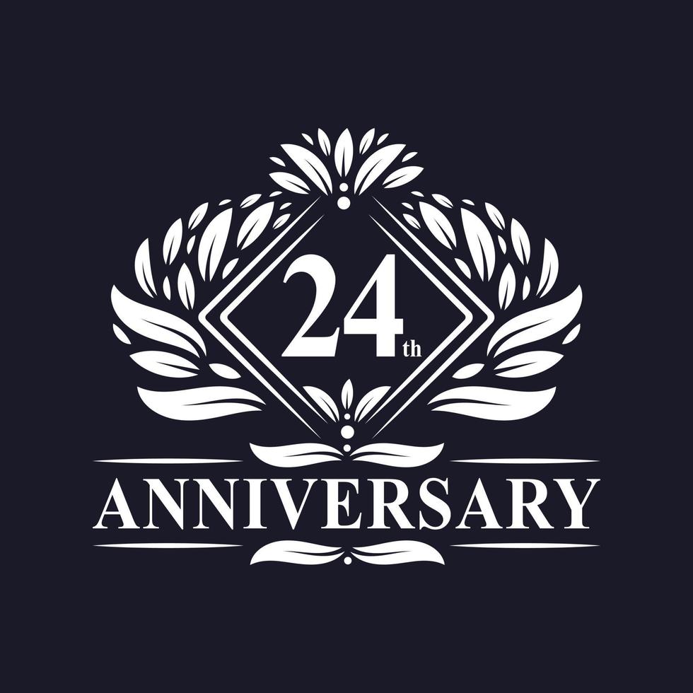 24 years Anniversary Logo, Luxury floral 24th anniversary logo. vector