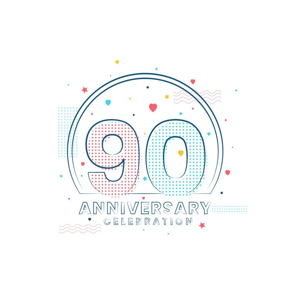celebración del aniversario de 90 años, diseño moderno del 90 aniversario vector