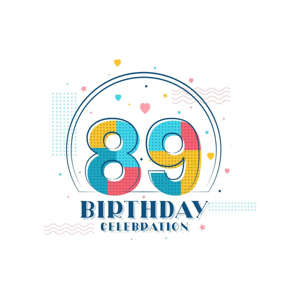 celebración de 89 cumpleaños, diseño moderno de 89 cumpleaños vector