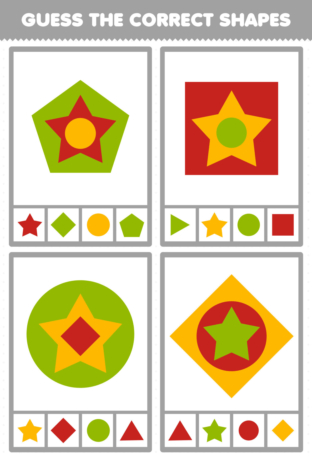 Education game for children guess the correct shapes geometric quiz ...