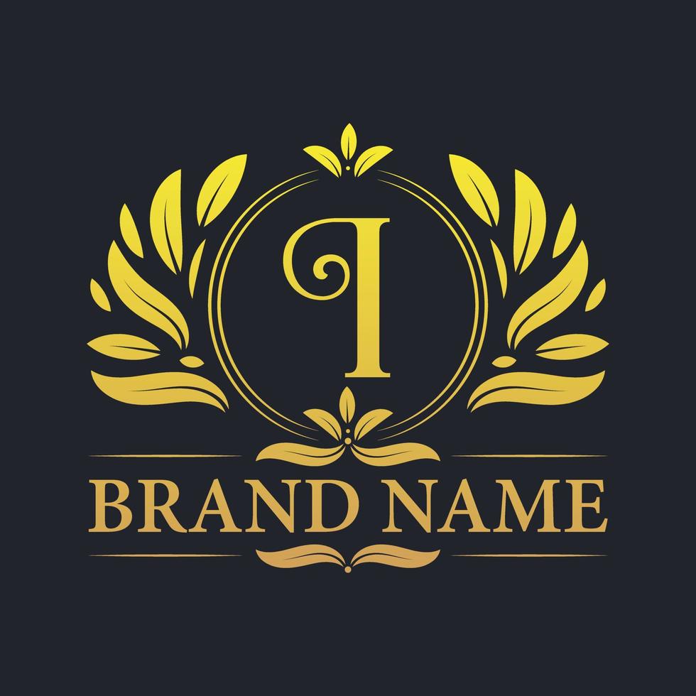 diseño de logotipo de letra i dorada de lujo vintage. vector