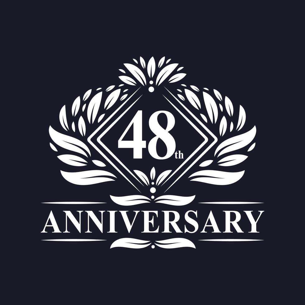 Logotipo del aniversario de 48 años, logotipo floral de lujo del 48 aniversario. vector