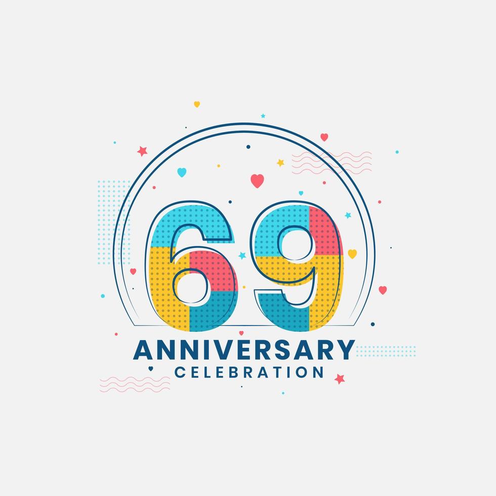 celebración del 69 aniversario, diseño moderno del 69 aniversario vector