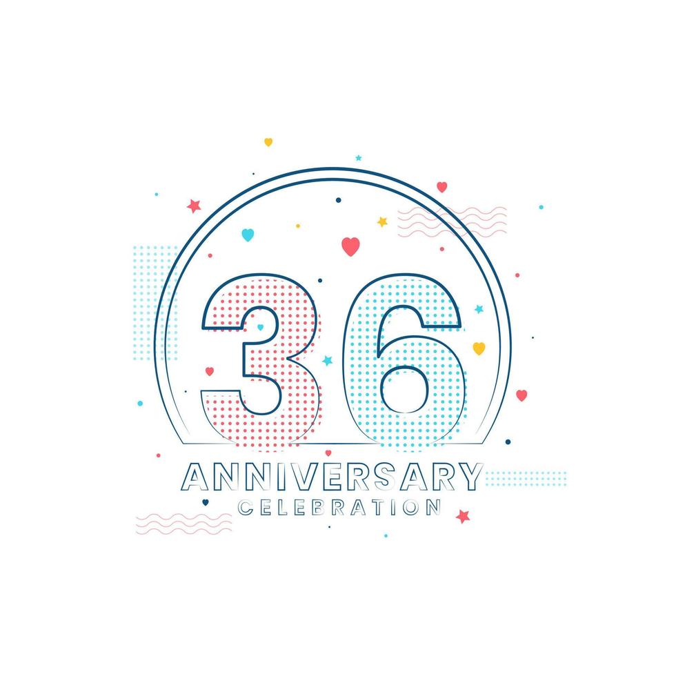 36 years Anniversary celebration, Modern 36 Anniversary design vector