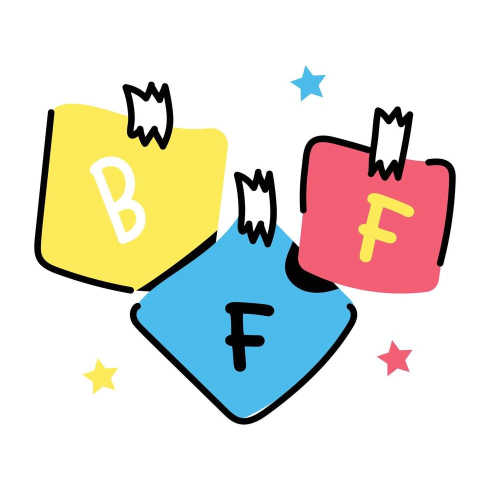 Check out flat sticker of BFF lettering vector
