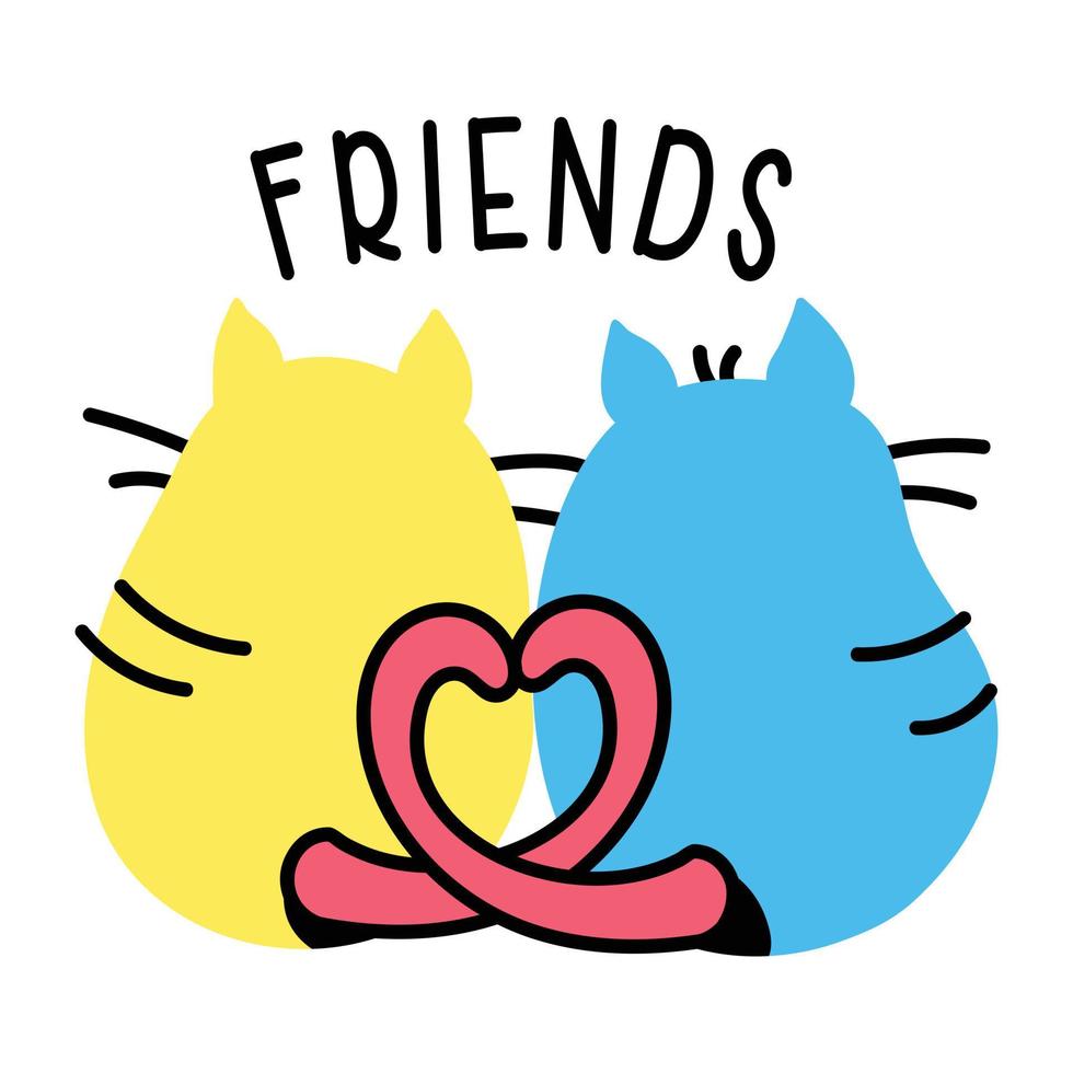 Check out flat sticker of friends vector