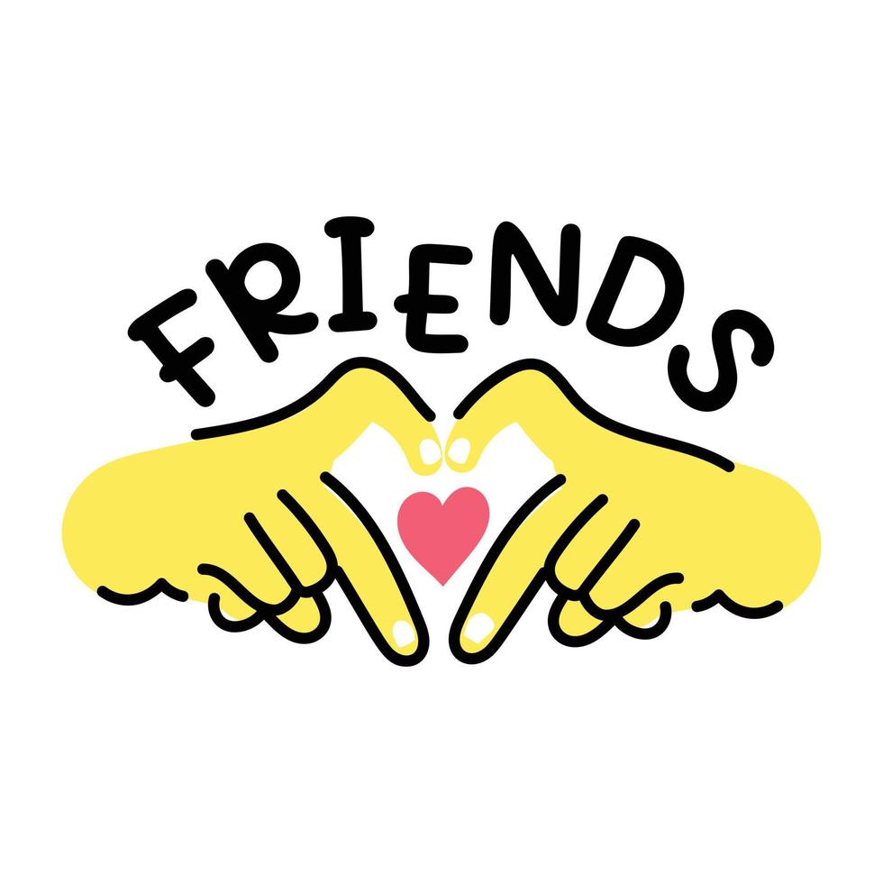 Check out flat sticker of friends vector