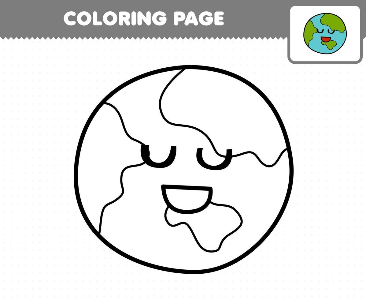 Education game for children coloring page cute cartoon solar system planet printable worksheet vector