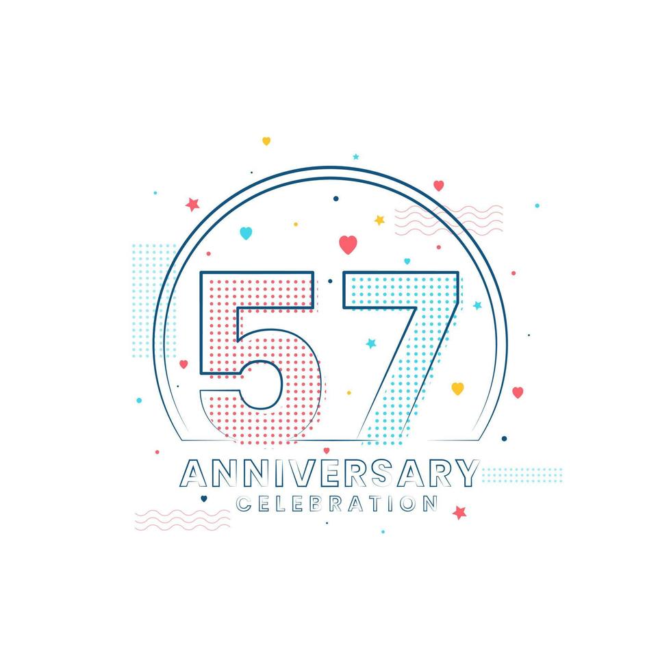 57 years Anniversary celebration, Modern 57 Anniversary design vector