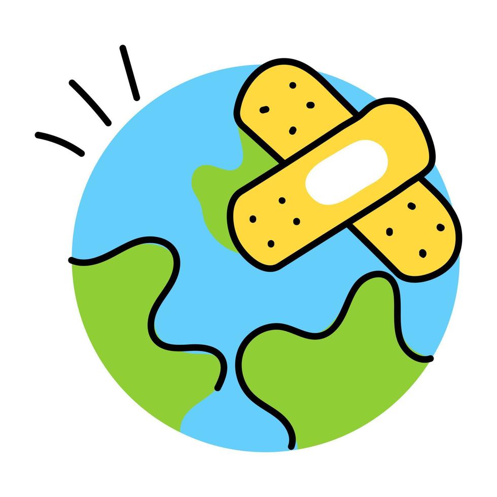 Trendy doodle icon of a healed earth vector