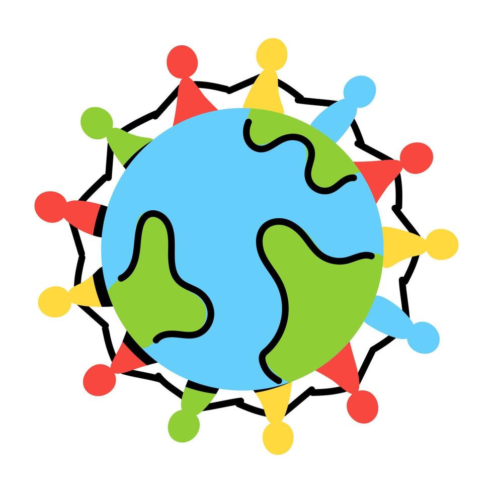 A flat colored icon of world population vector
