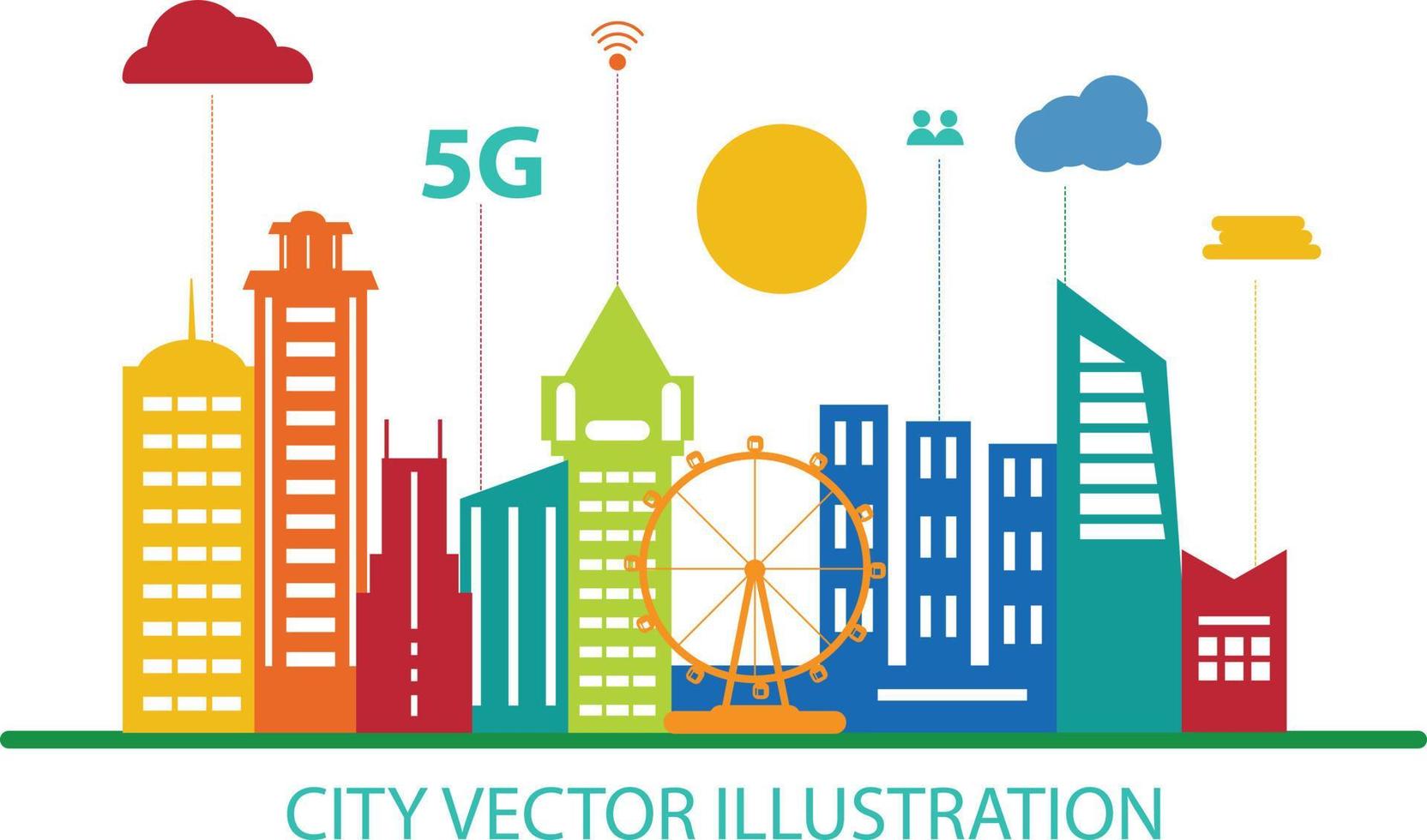 smart city colors full vector