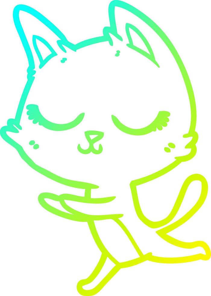 cold gradient line drawing calm cartoon cat vector