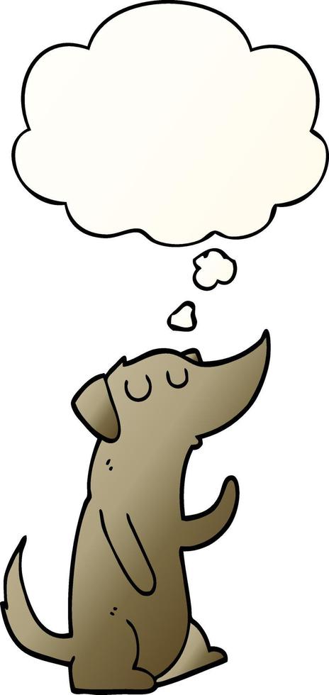 cartoon dog and thought bubble in smooth gradient style vector