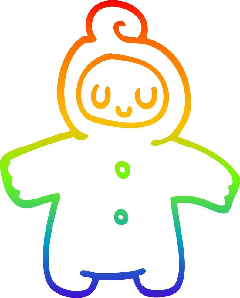 rainbow gradient line drawing cartoon human baby vector