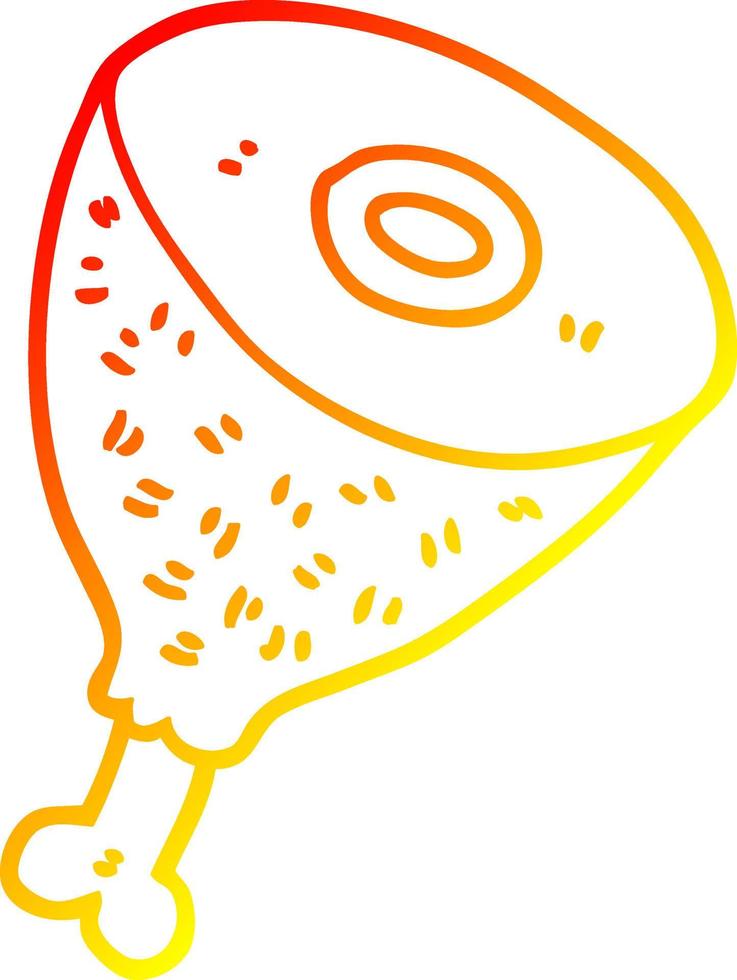 warm gradient line drawing cartoon cooked meat vector