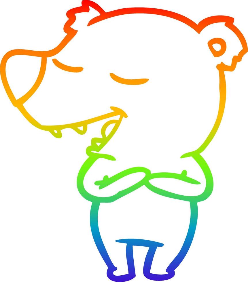 rainbow gradient line drawing cartoon polar bear vector