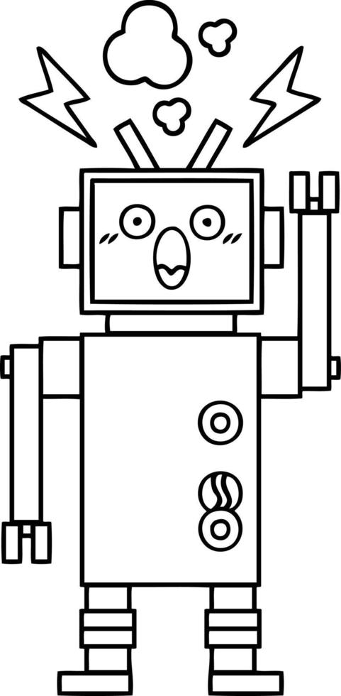 line drawing cartoon robot vector