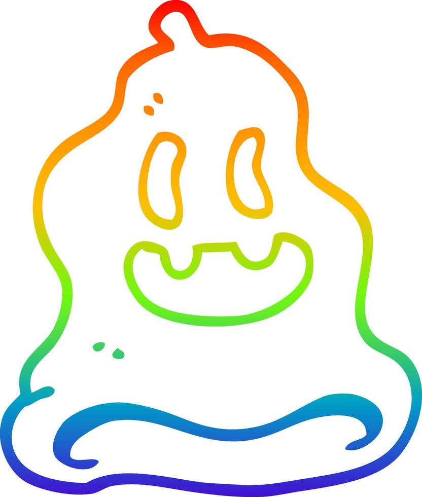 rainbow gradient line drawing cartoon spooky ghost vector