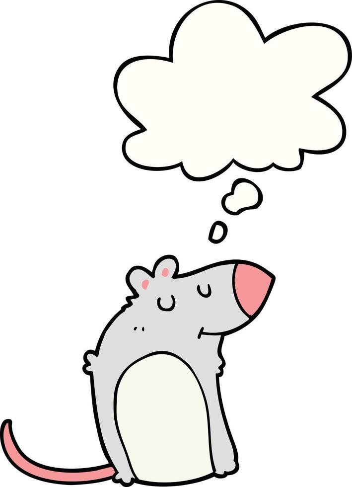 cartoon fat rat and thought bubble vector