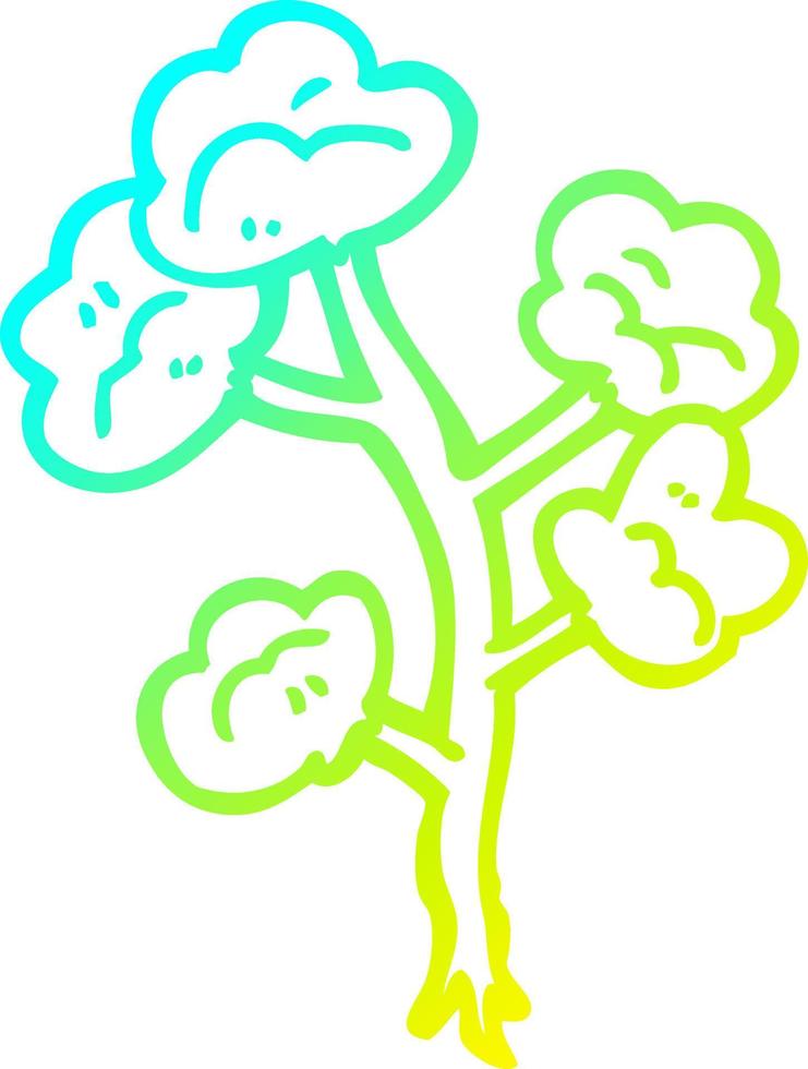cold gradient line drawing cartoon flowers vector