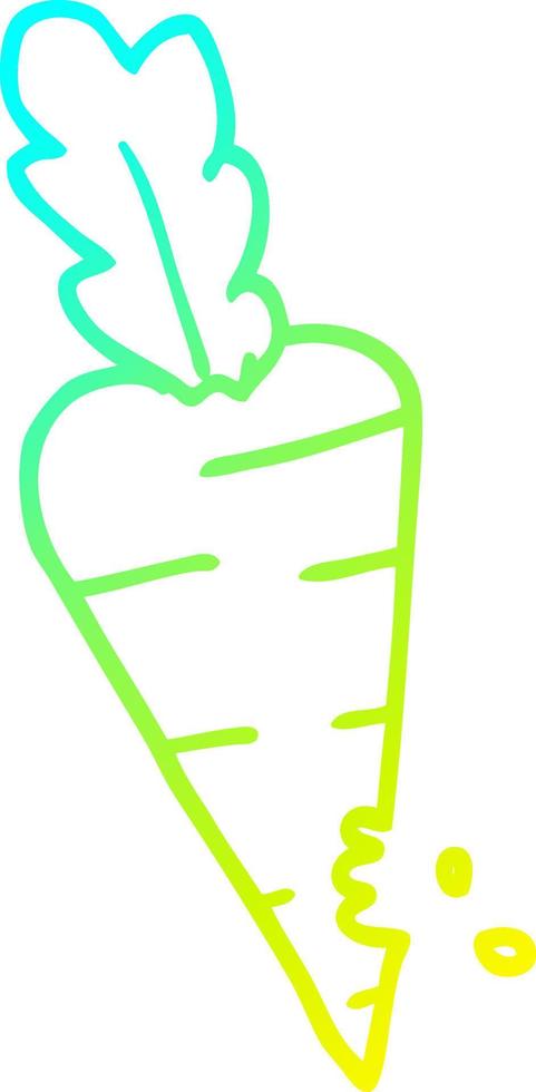 cold gradient line drawing cartoon carrot with bite marks vector