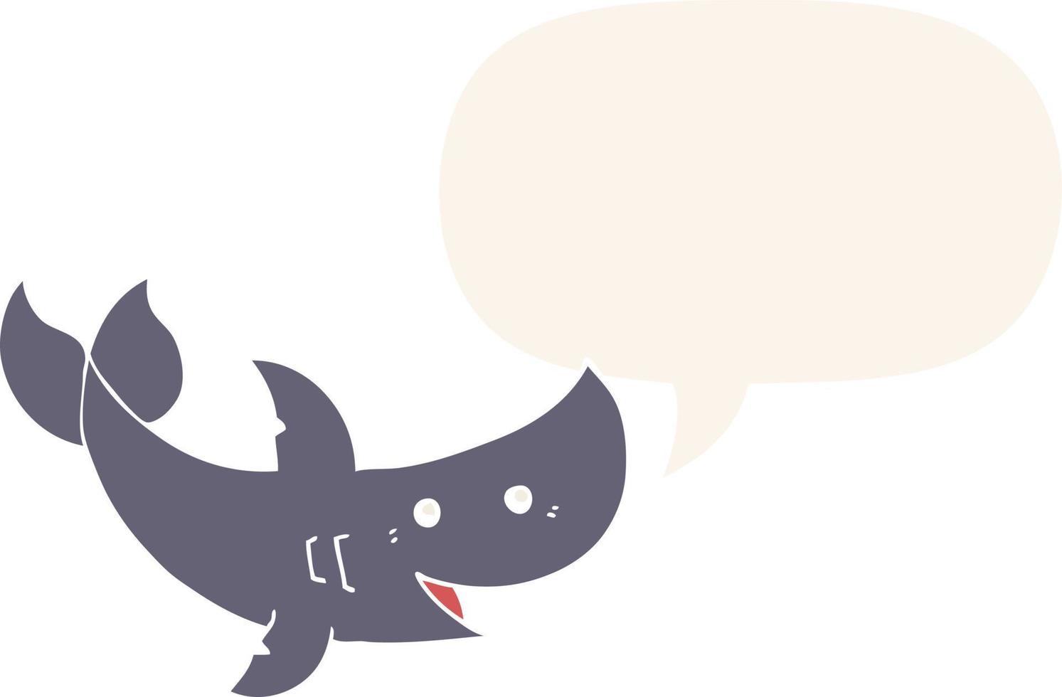 cartoon shark and speech bubble in retro style vector