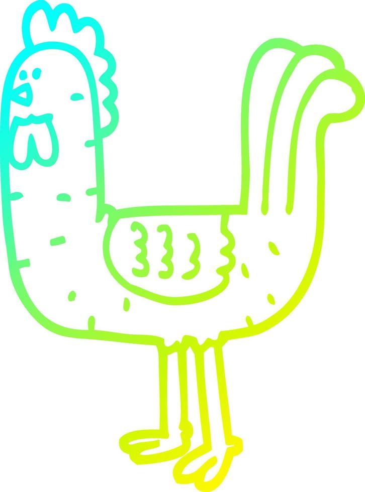 cold gradient line drawing cartoon cockerel vector