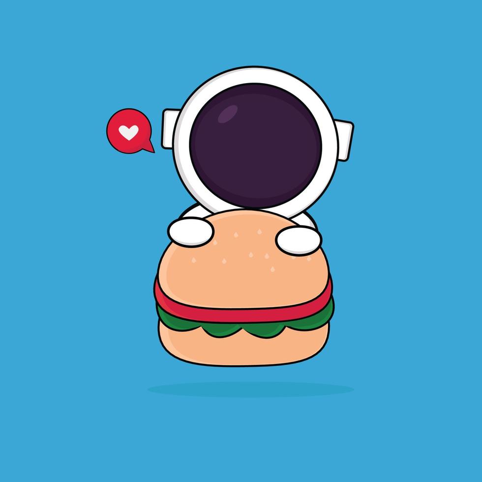 cute happy astronaut hug hamburger vector