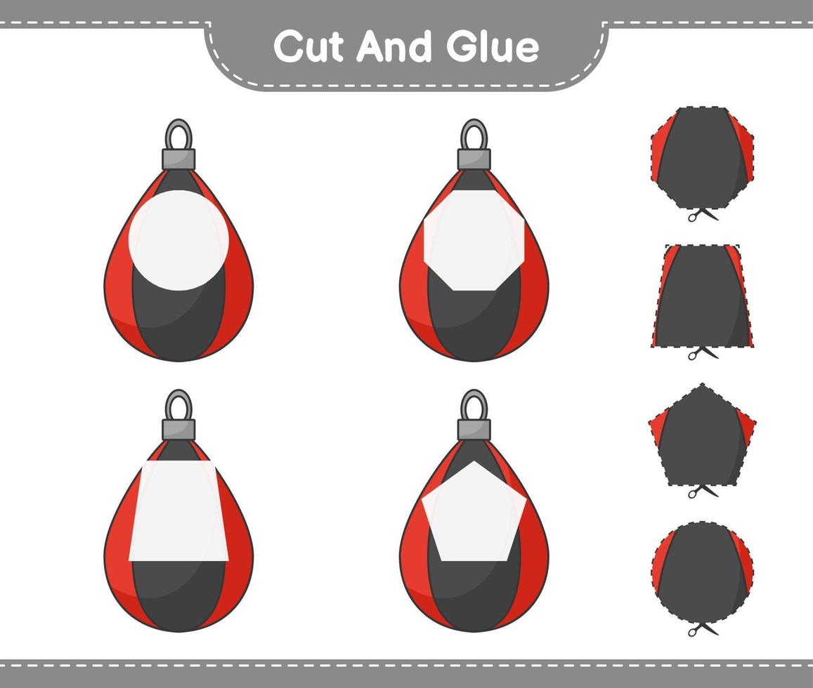 Cut and glue, cut parts of Punching Bag and glue them. Educational children game, printable worksheet, vector illustration