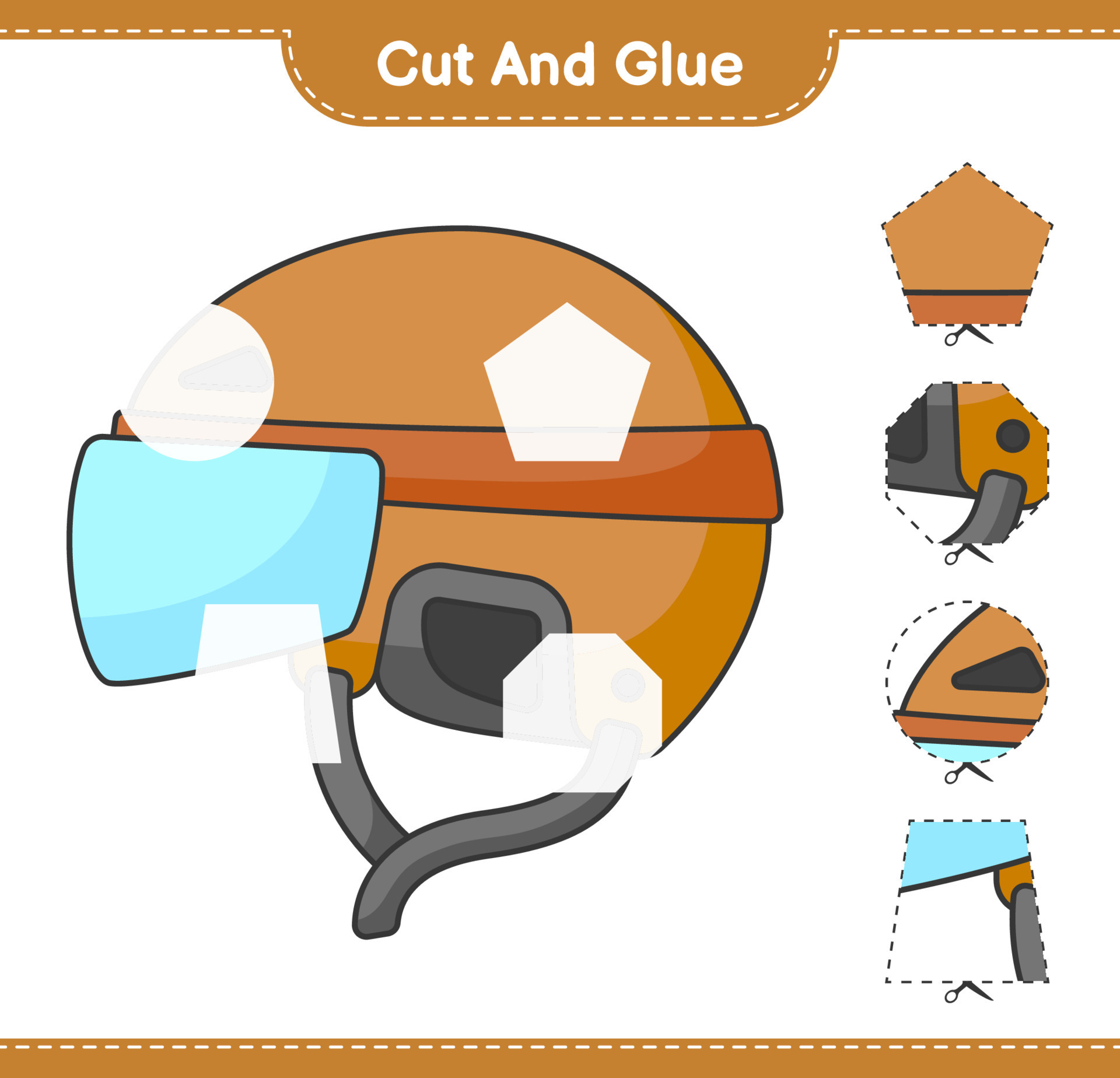 Cut and glue, cut parts of Hockey Helmet and glue them. Educational