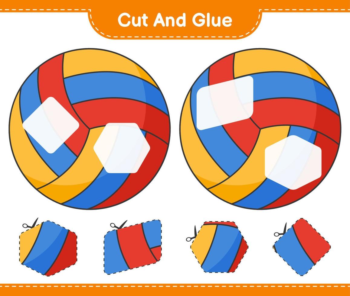 Cut and glue, cut parts of Volleyball and glue them. Educational children game, printable worksheet, vector illustration