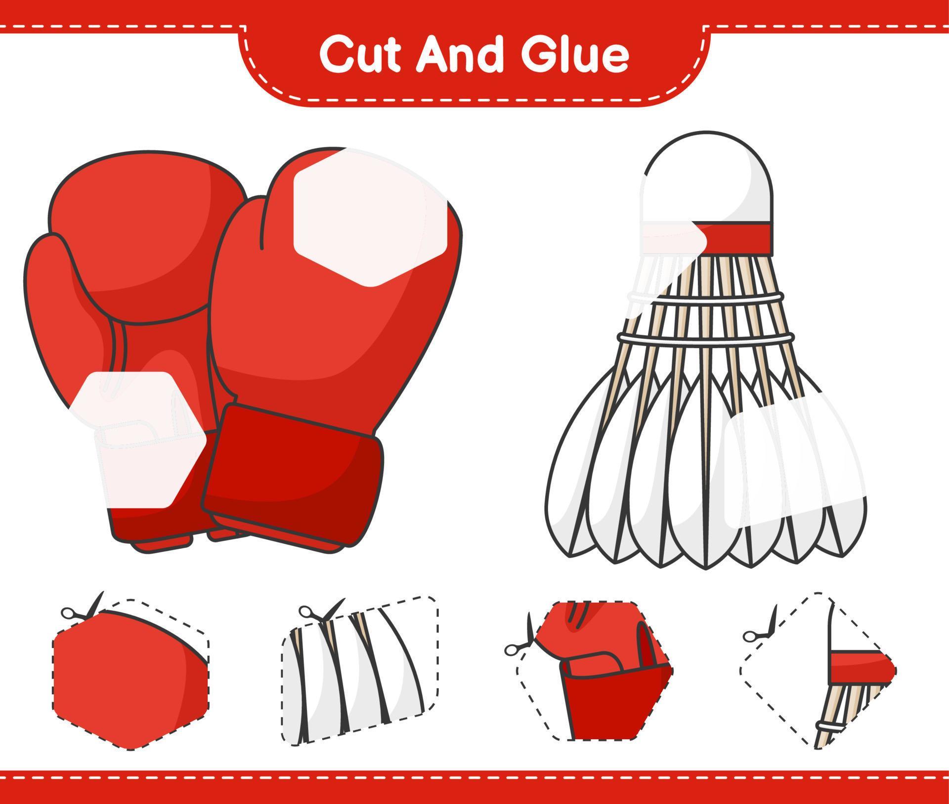 Cut and glue, cut parts of Boxing Gloves, Shuttlecock and glue them