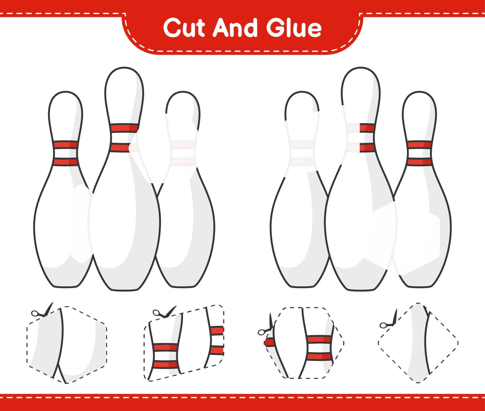 Cut and glue, cut parts of Bowling Pin and glue them. Educational