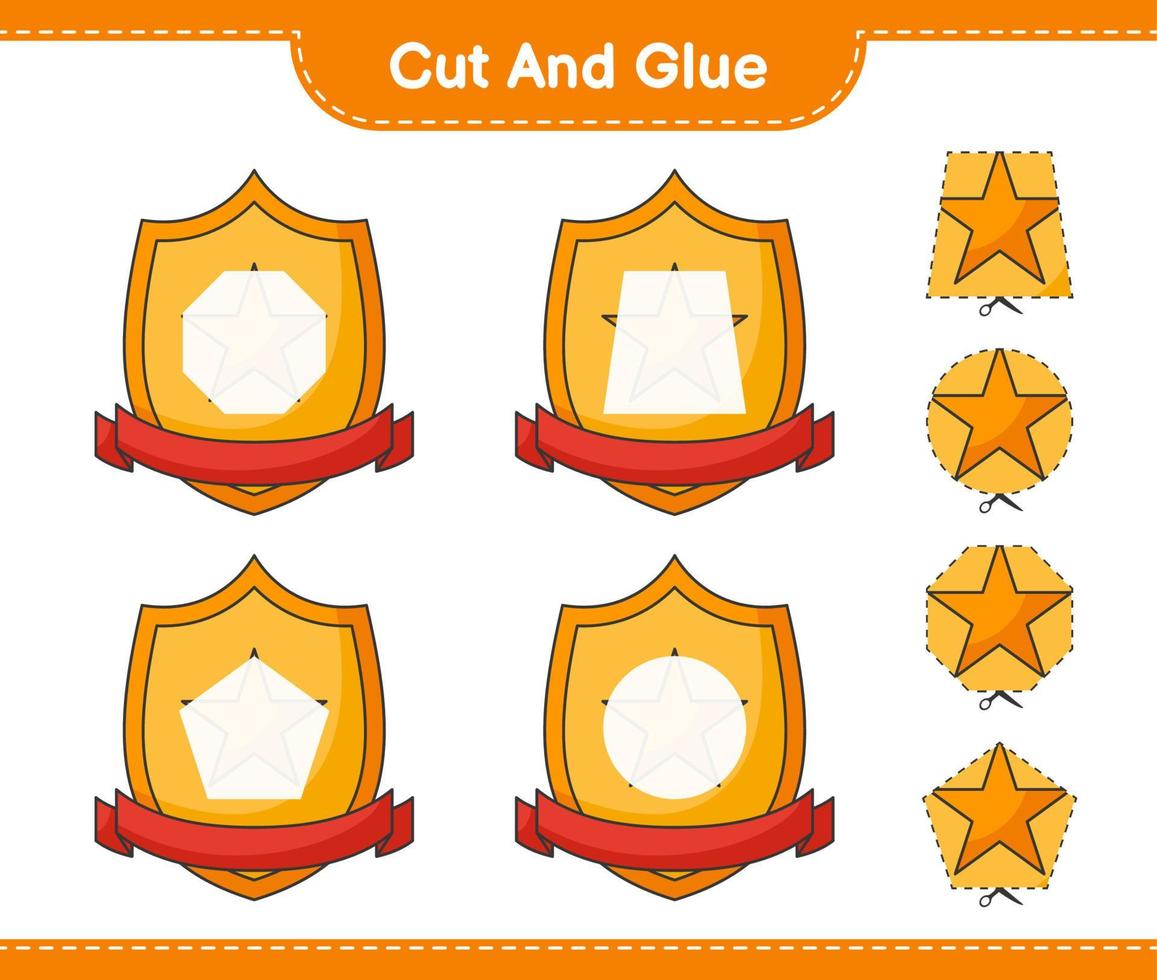 Cut and glue, cut parts of Trophy and glue them. Educational children game, printable worksheet, vector illustration