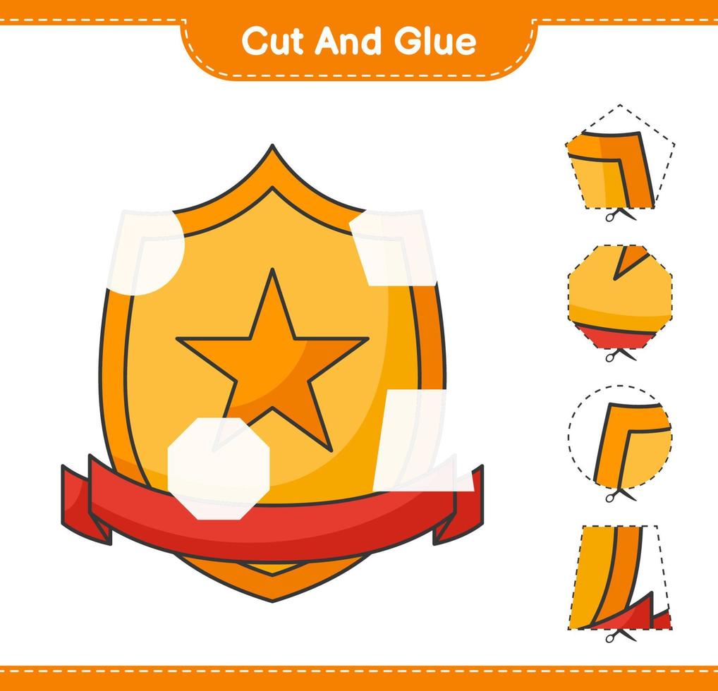 Cut and glue, cut parts of Trophy and glue them. Educational children game, printable worksheet, vector illustration