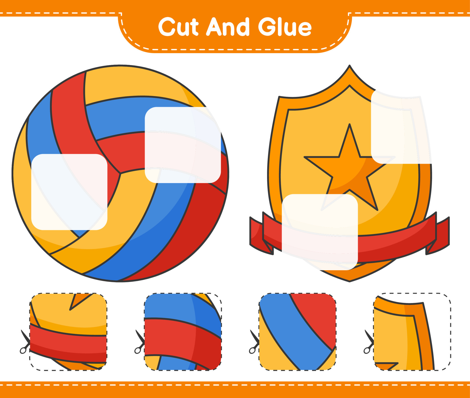 Cut and glue, cut parts of Volleyball, Trophy and glue them