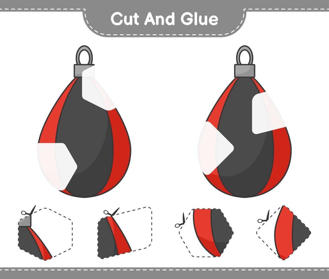 Cut and glue, cut parts of Punching Bag and glue them. Educational children game, printable worksheet, vector illustration