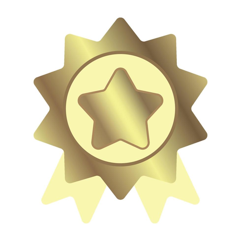 icono de sello de premio dorado con cinta y estrella aislado sobre fondo blanco vector