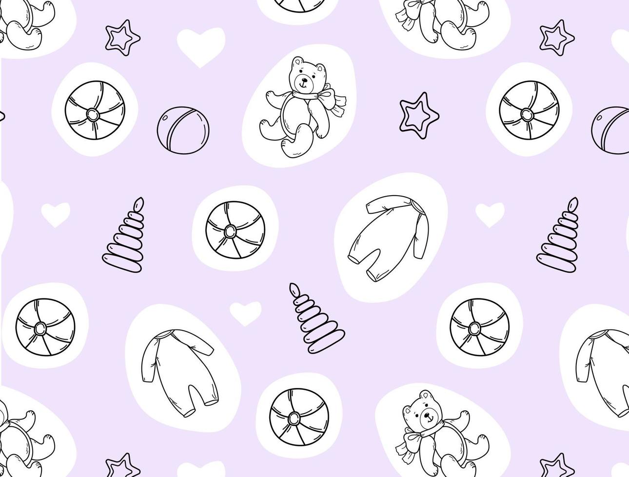 Seamless pattern of hand drawn baby and newborn doodle vector